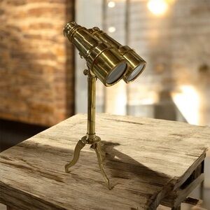 Vintage Brass Binoculars with Tripod: Nautical Spyglass Deco